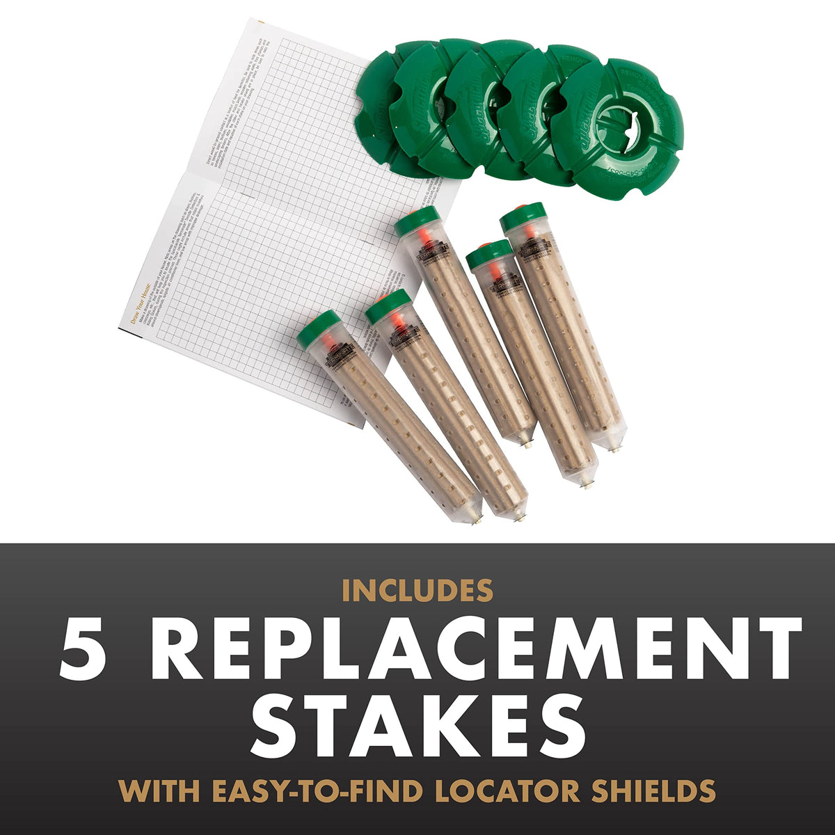 Locator shields from Spectracide Terminate aid stake replacement and site ID.
