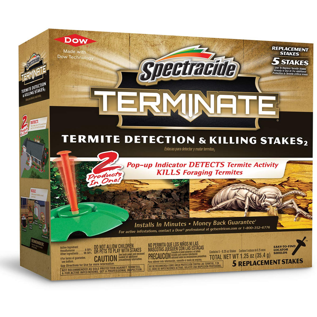 Spectracide Terminate stake with pop-up indicator shows termite activity.