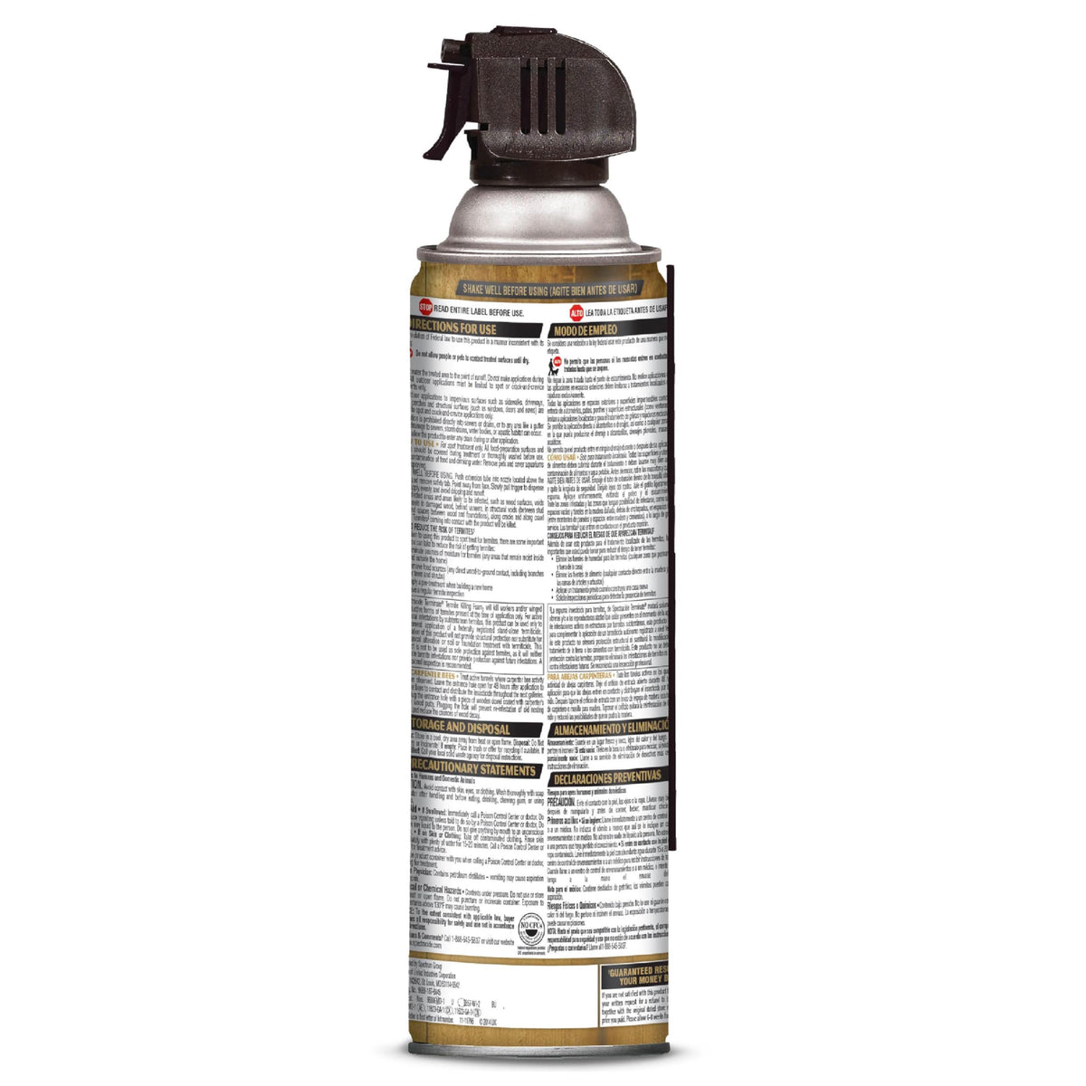 Compact 16-ounce can offers quick termite control when needed.