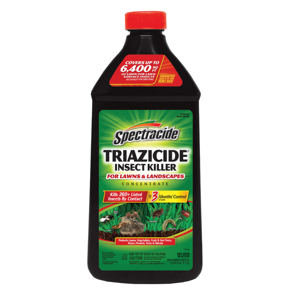 Spectracide Triazicide concentrate bottle for easy lawn protection and mixing.