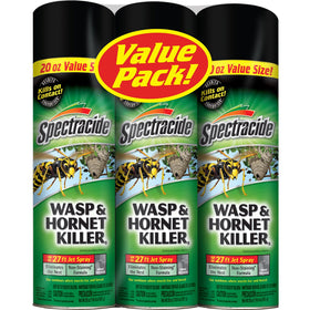 Spectracide Wasp and Hornet Killer Aerosol 20 oz pack ready for outdoor nest elimination up to 27 feet.