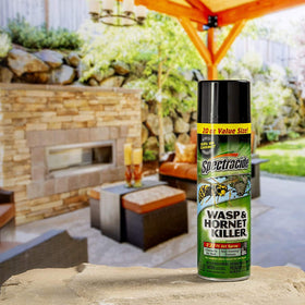 Spectracide Wasp and Hornet Killer non-staining spray keeps surfaces clean during treatment.
