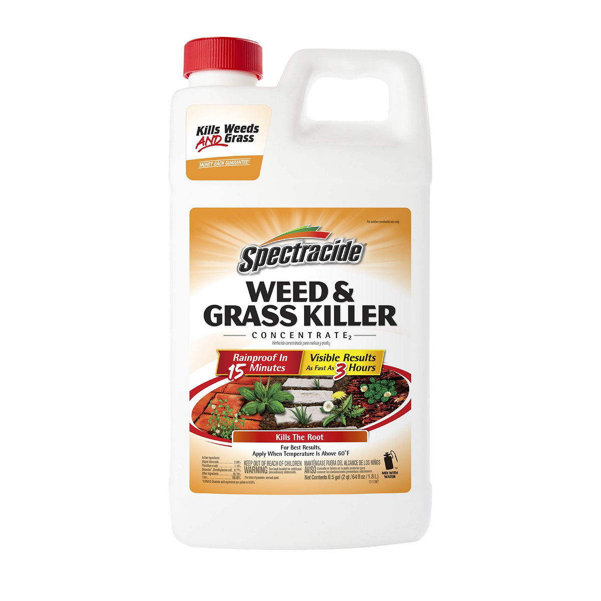 Spectracide weed killer concentrate bottle ready for mixing and fast control.