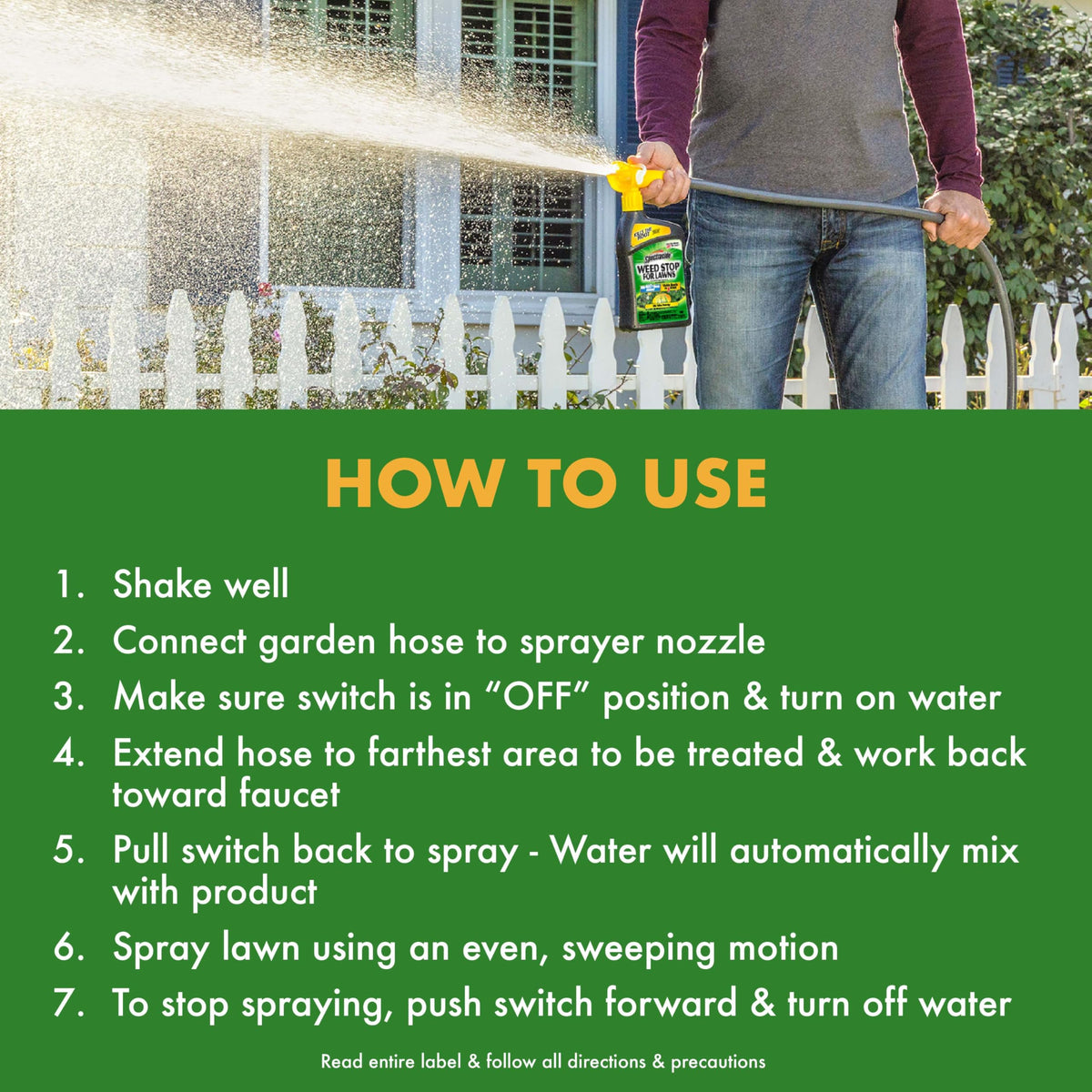Dandelion, chickweed, and clover controlled by Spectracide Weed Stop for Lawns