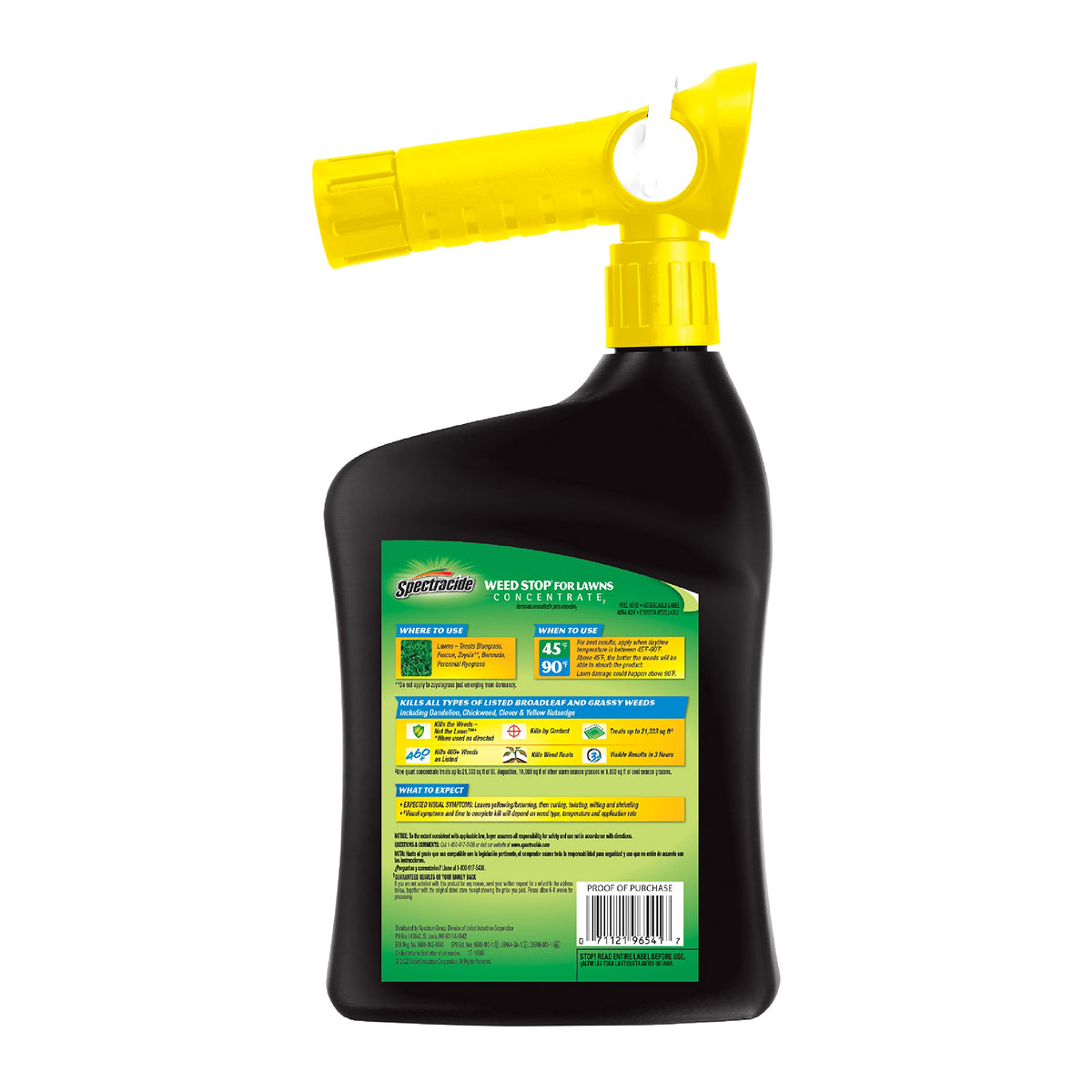 Product label and directions on Spectracide Weed Stop for Lawns concentrate