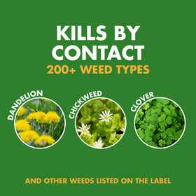 Close-up of the Weed Stop label with directions for broadleaf weed control.
