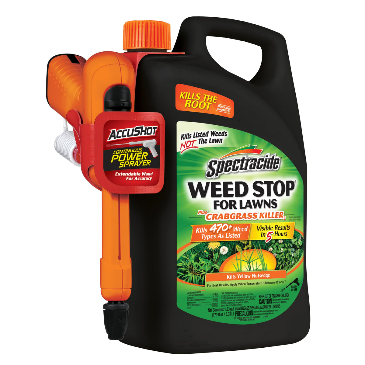 Spectracide Weed Stop for Lawns Plus Crabgrass Killer treated lawn showing weed control