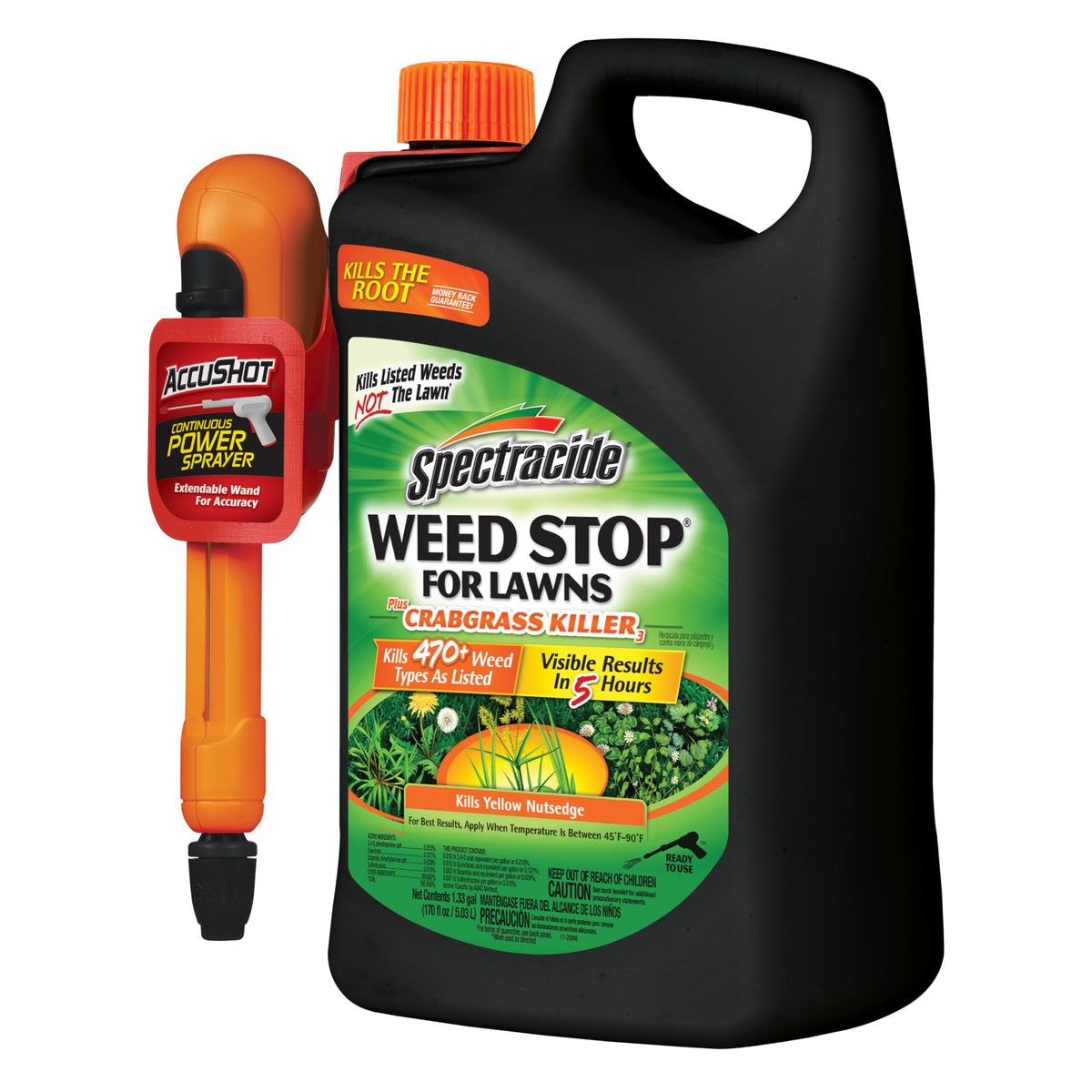 Spectracide Weed Stop for Lawns Plus Crabgrass Killer wide view of treated lawn