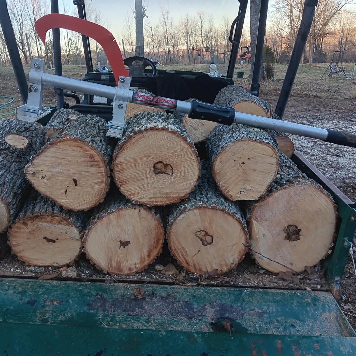 Speed Force TimberJack portable forestry tool for field use with chainsaws.