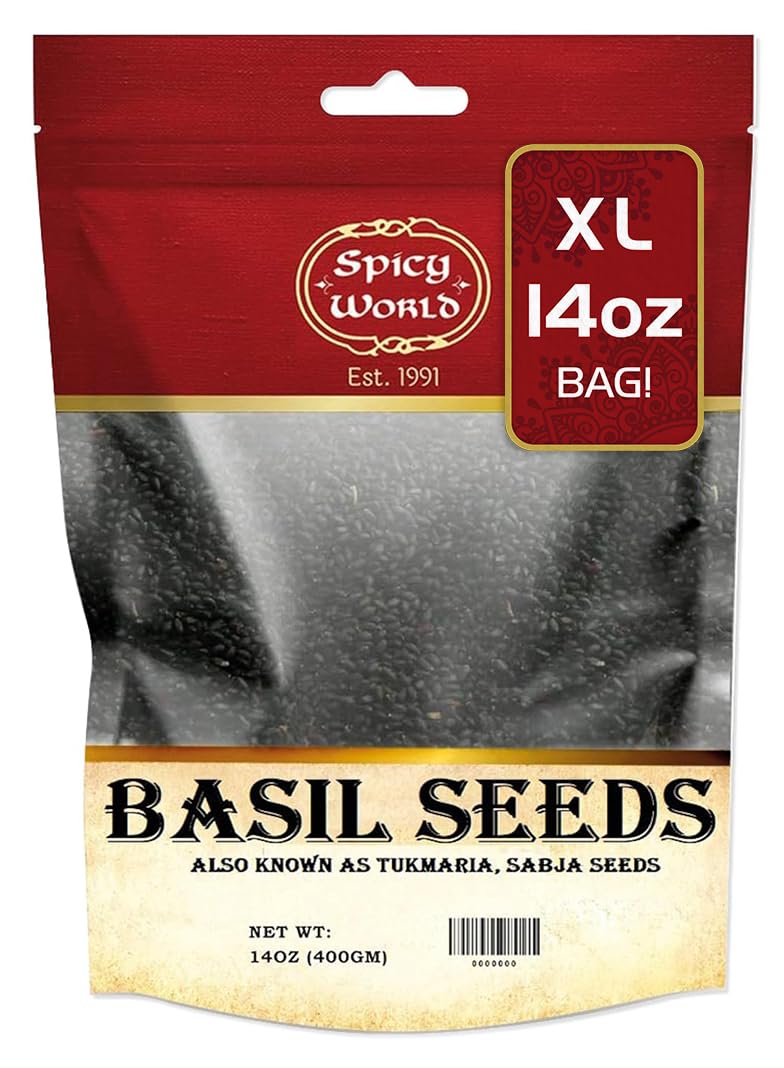 Spicy World basil seeds in resealable bag for freshness