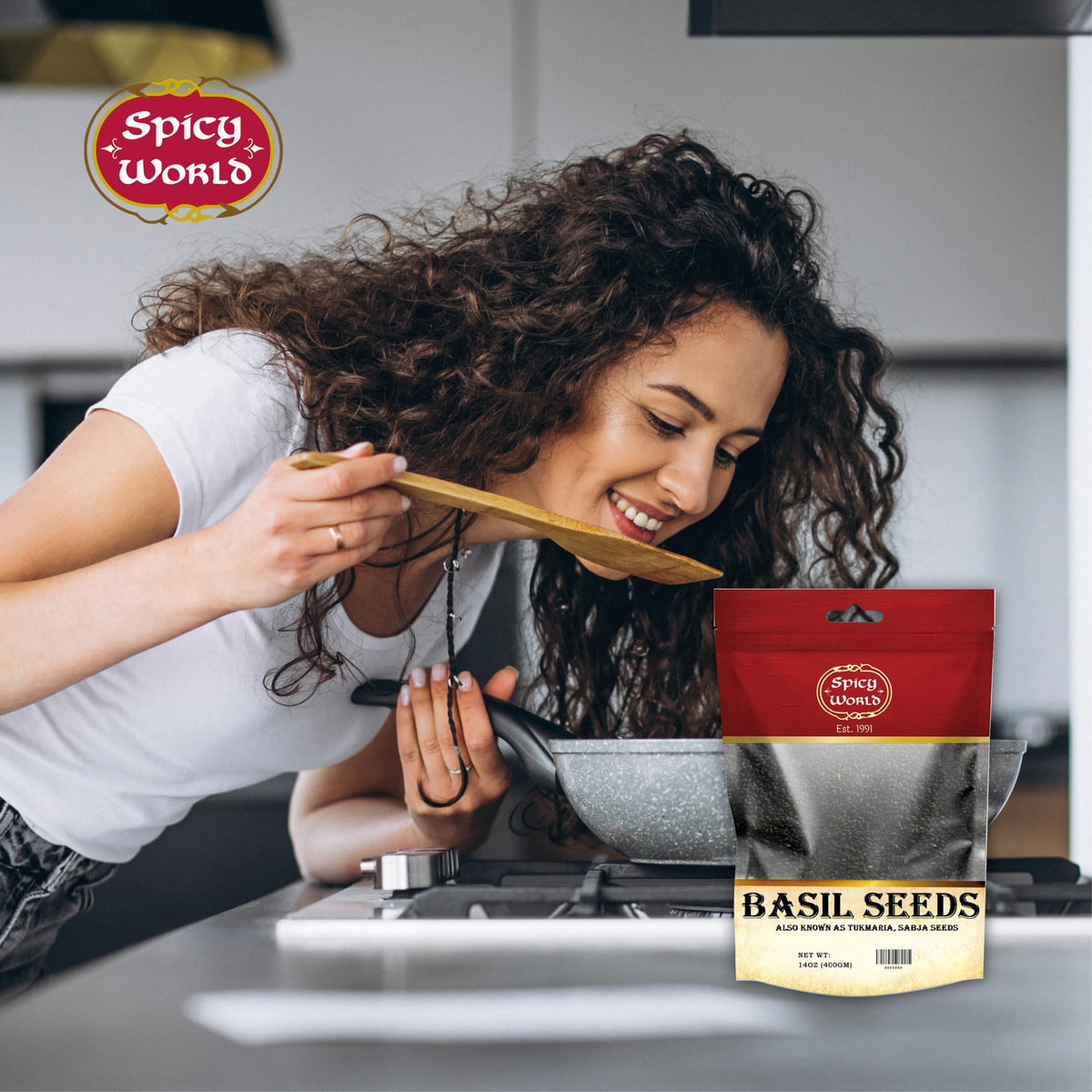 Spicy World basil seeds in large resealable bag