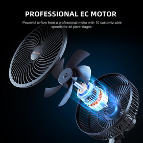 Spider Farmer clip fan oscillates for even room airflow