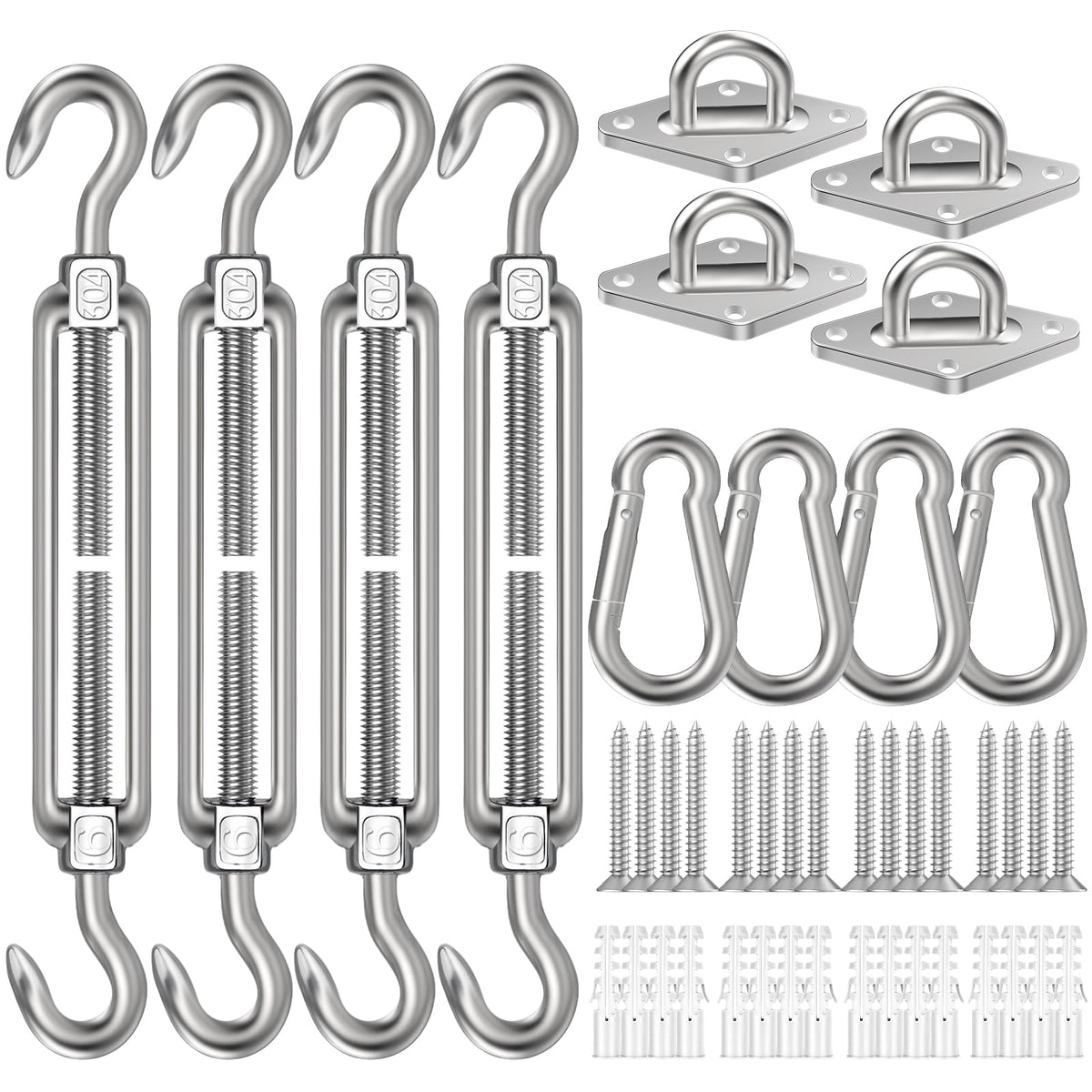 Spiglamm 6inch shade sail hardware kit: complete set for secure outdoor installations