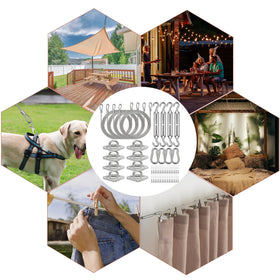Spiglamm complete shade sail hardware kit supports triangular or rectangular layouts.
