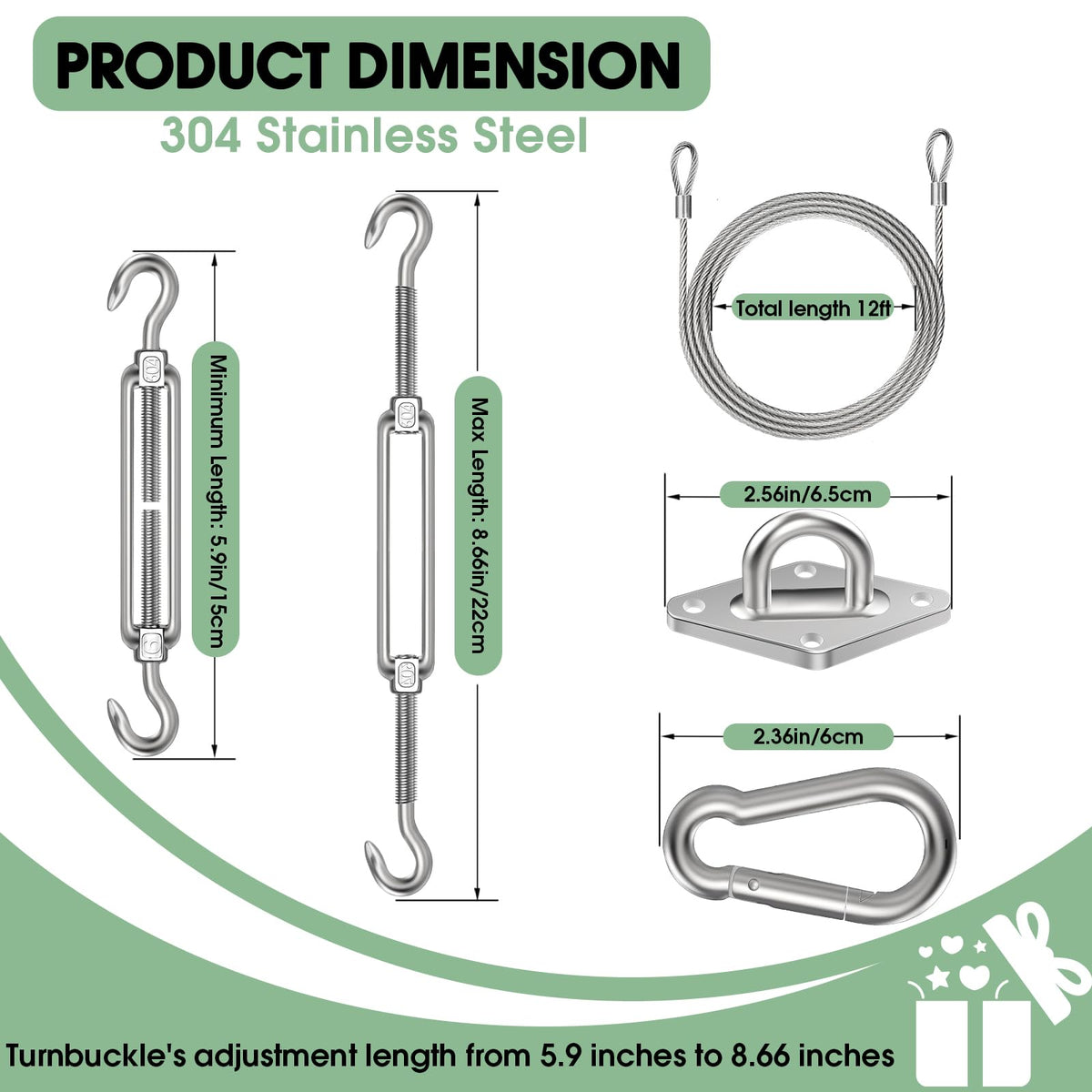 Spiglamm stainless steel wire rope demonstrates weatherproof support for outdoor shade setup.