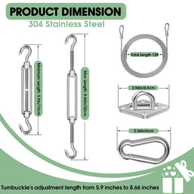 Spiglamm stainless steel wire rope demonstrates weatherproof support for outdoor shade setup.