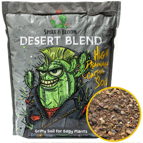 Spike & Bloom high drainage cactus soil promotes healthy root drainage for succulents.