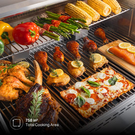 SPIRE Premium 304 stainless steel grates provide even heat and easy cleanup.