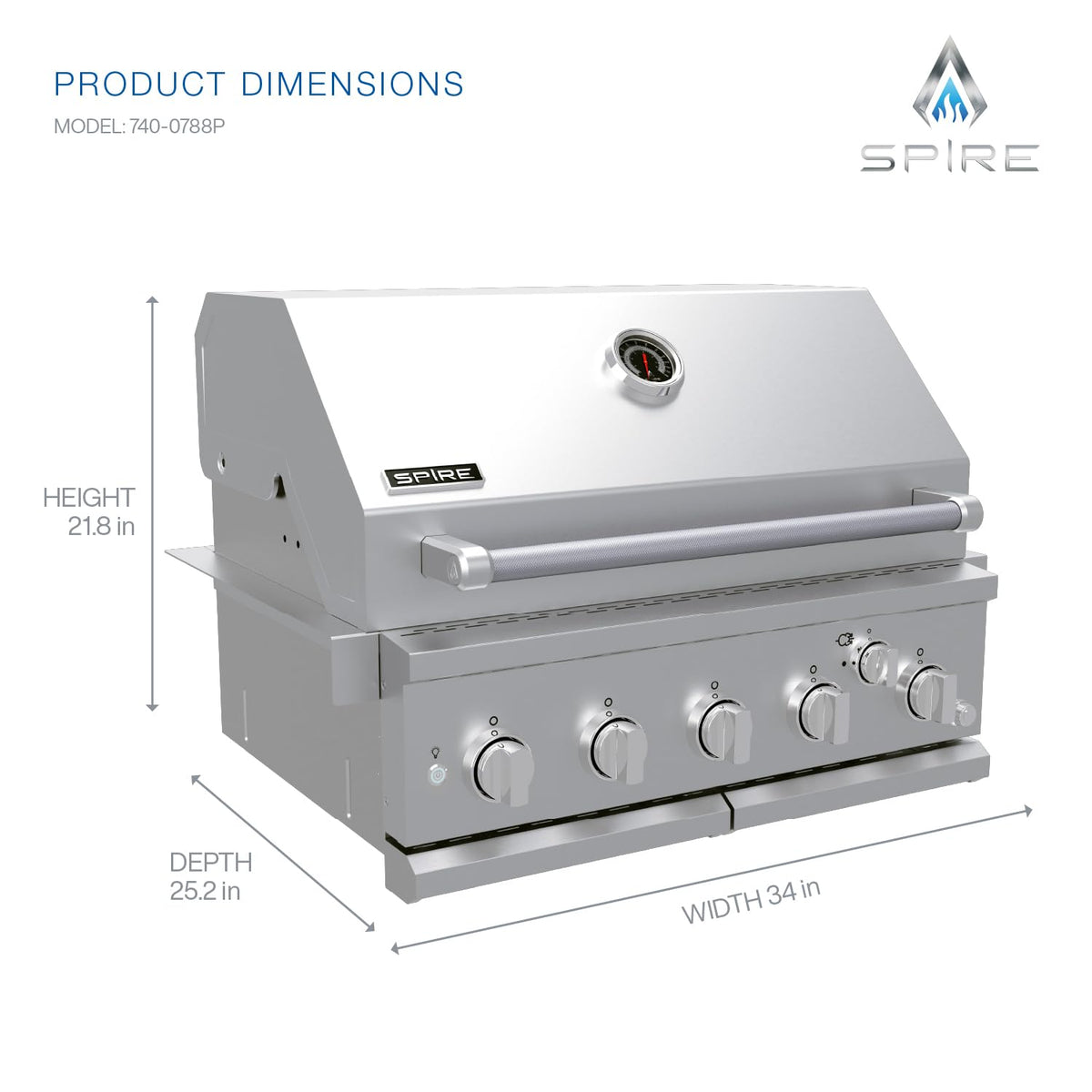 SPIRE Premium island head side panel highlights rust-resistant, easy-clean surface for outdoor kitchens.