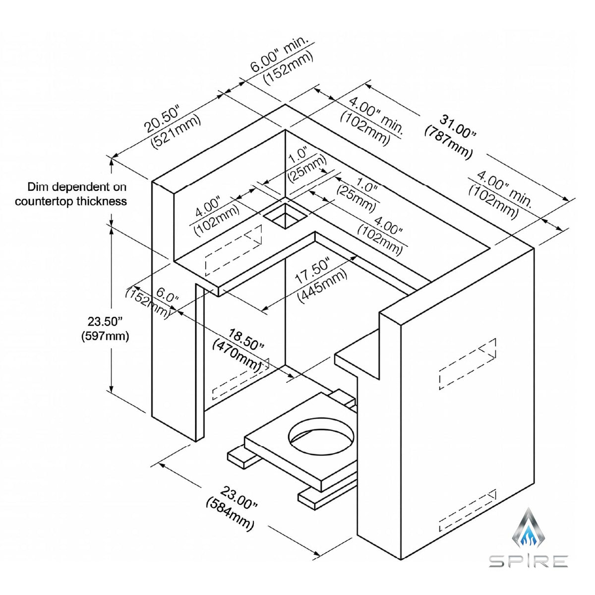 SPIRE Premium island head ready for built-in outdoor kitchens with seamless install.
