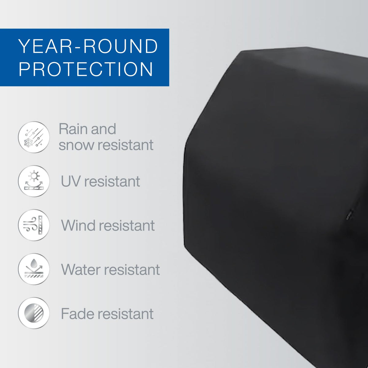 SPIRE water-repellent polyester PVC blend resists rain and UV fading