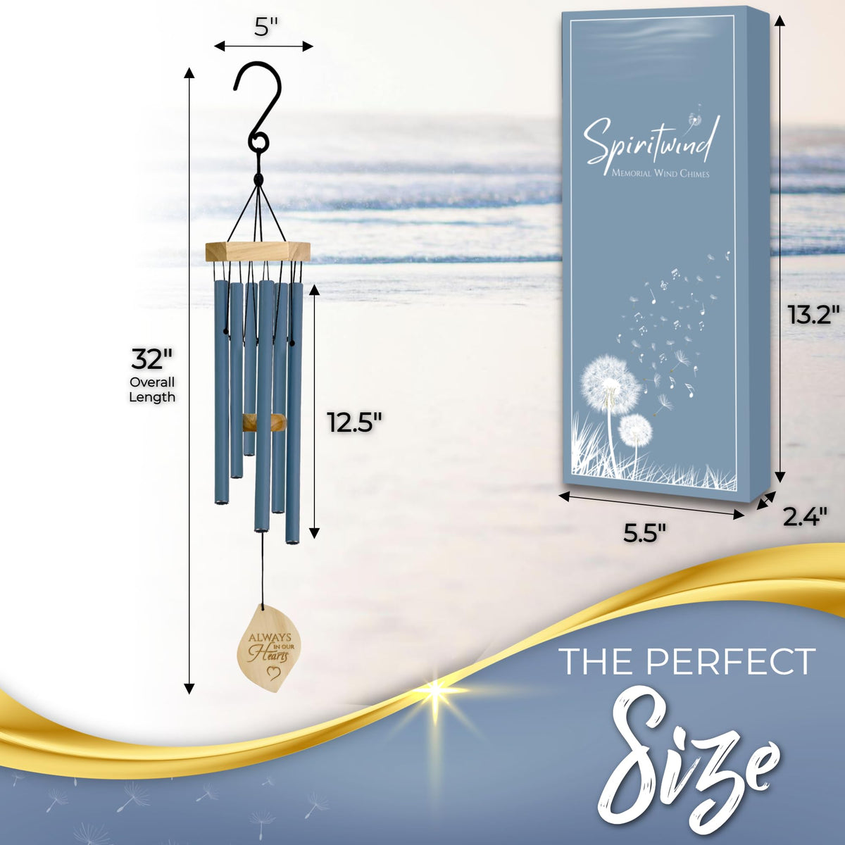 Spiritwind Ocean Blue 32 inch chimes stand out as a focal outdoor feature.