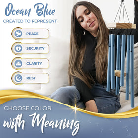 Spiritwind Ocean Blue wind chimes embossed sympathy card included for personal messages.