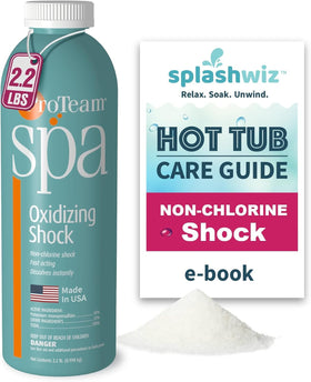 SplashWiz ProTeam Spa Shock bottle pour for fast, chlorine-free water care.