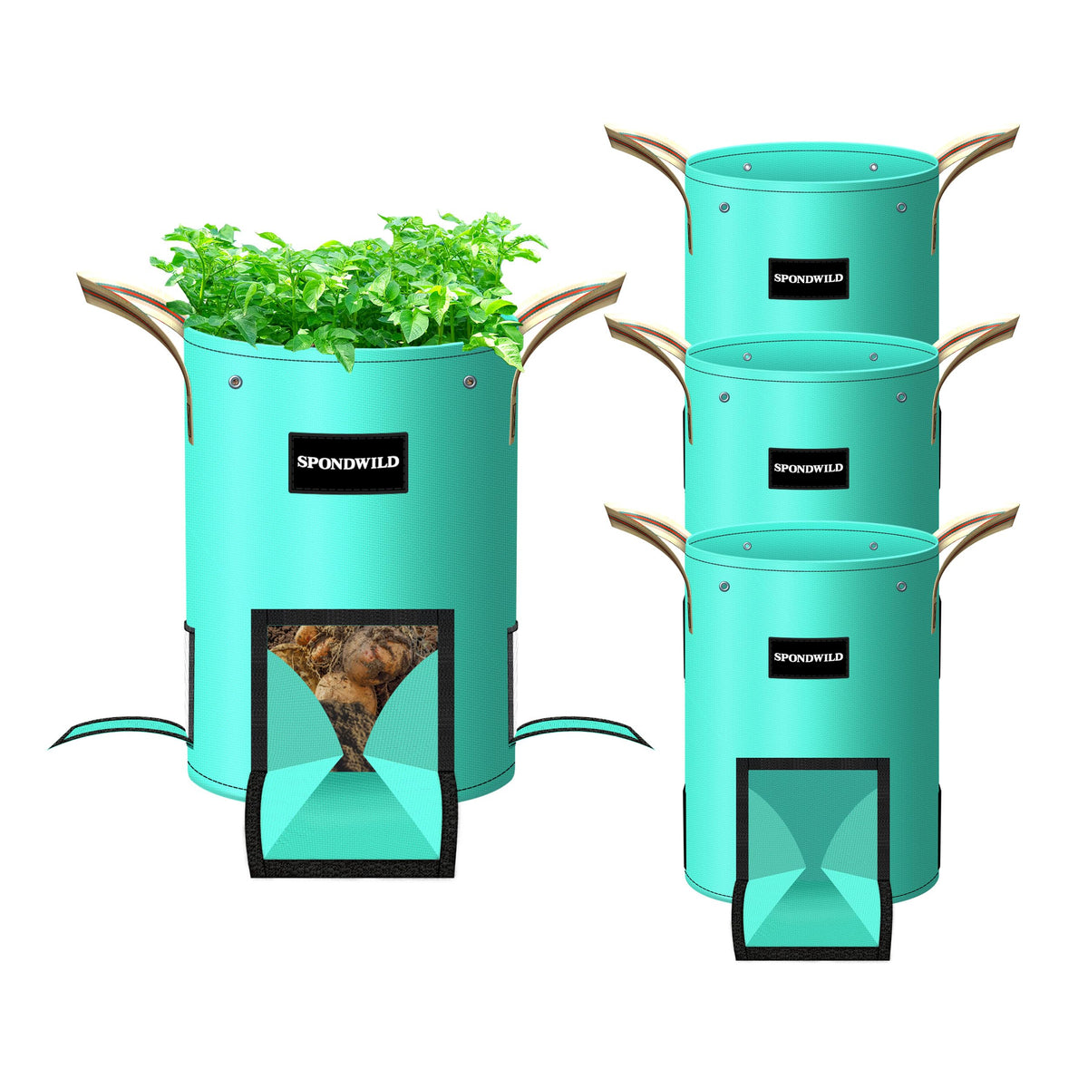 SPONDWILD 4-pack 10 gallon potato grow bags for versatile gardening