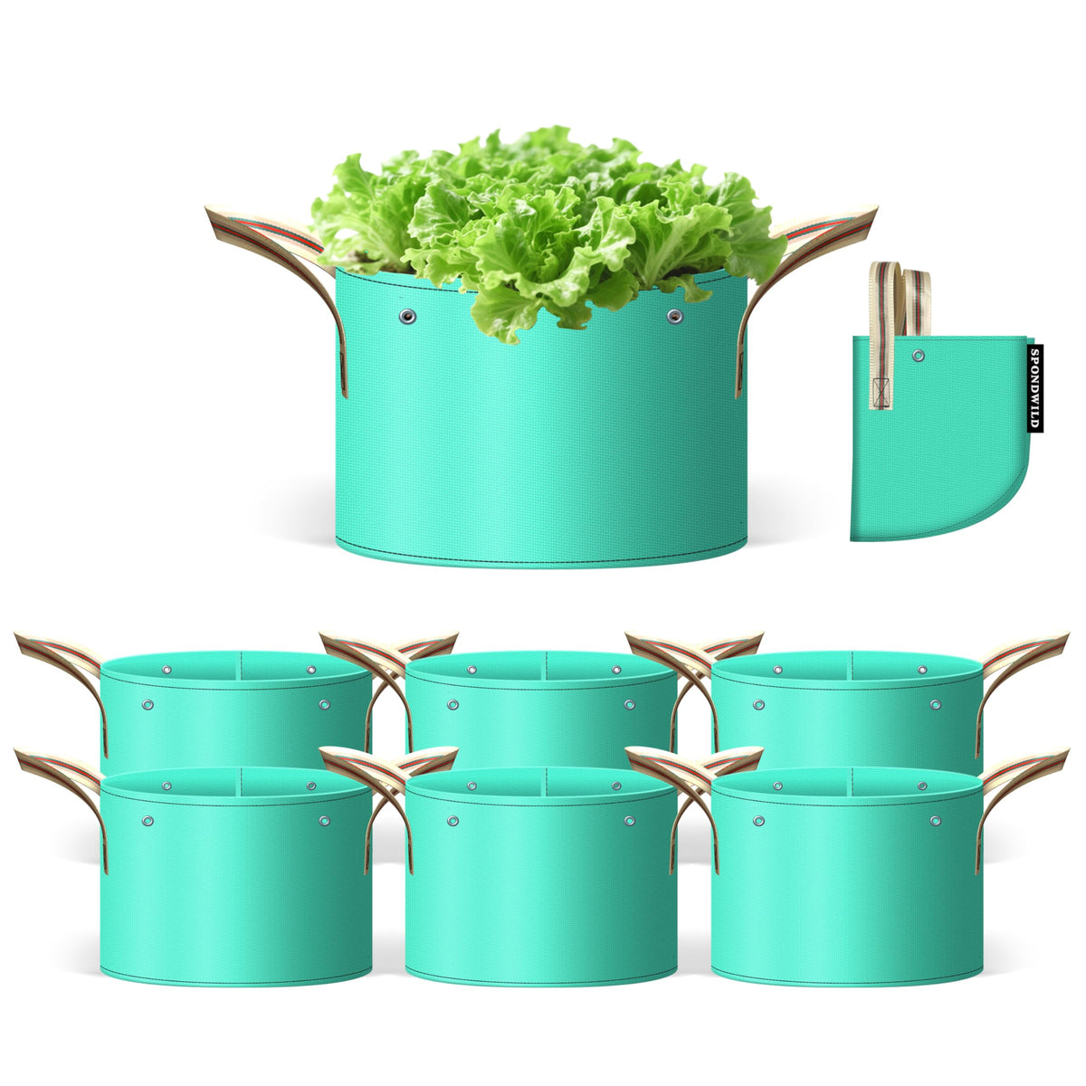 SPONDWILD 7Pcs 15Gallon grow bags with bottom drainage holes promote soil aeration and healthier root systems.