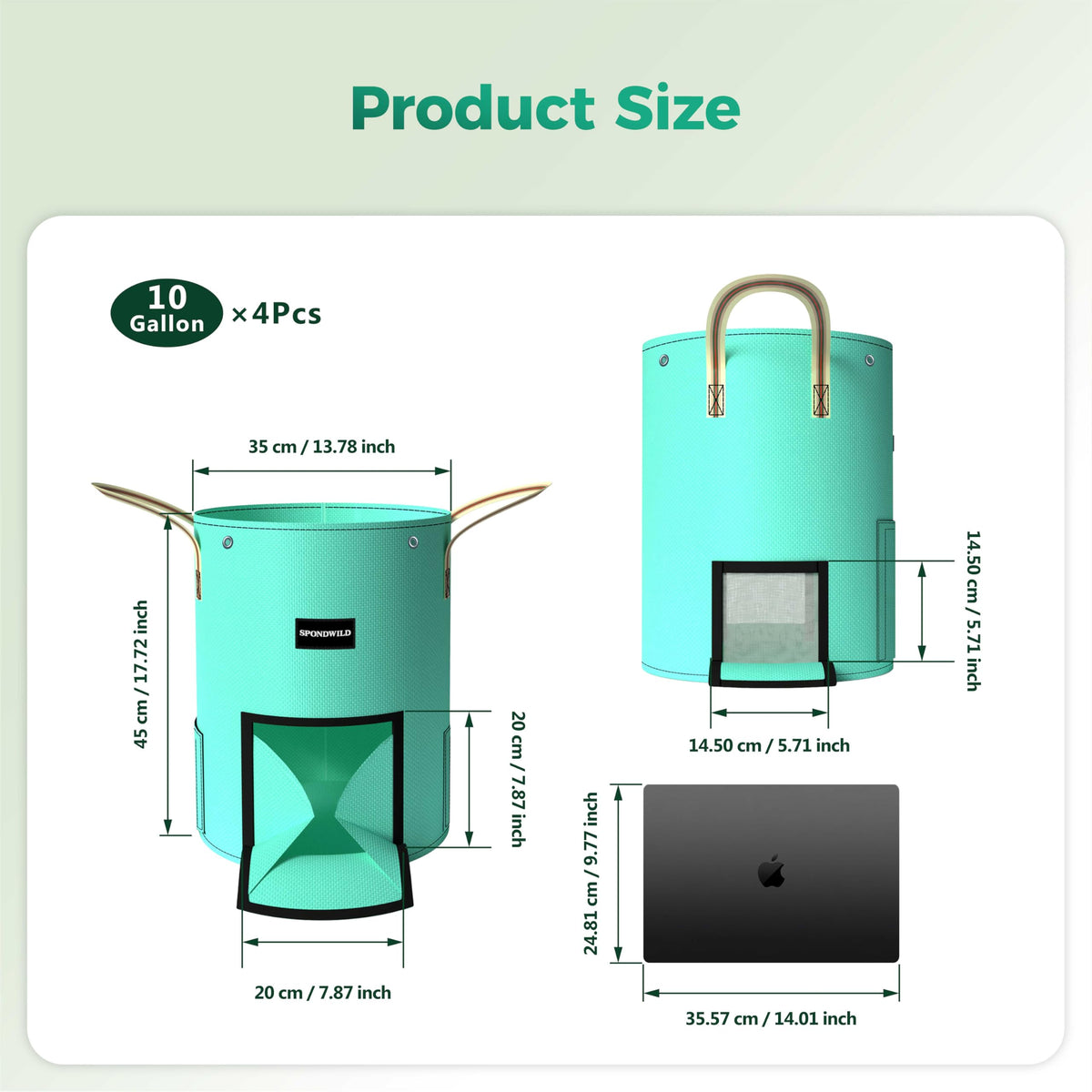 SPONDWILD grow bags with breathable mesh windows for airflow