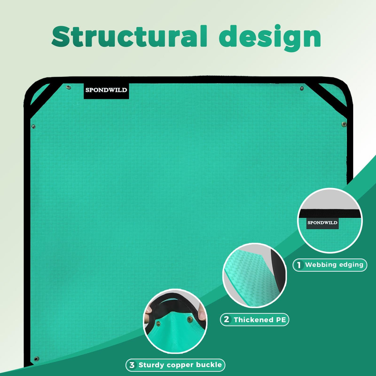 SPONDWILD durable fabric close-up emphasizes wear resistance for repeated use.