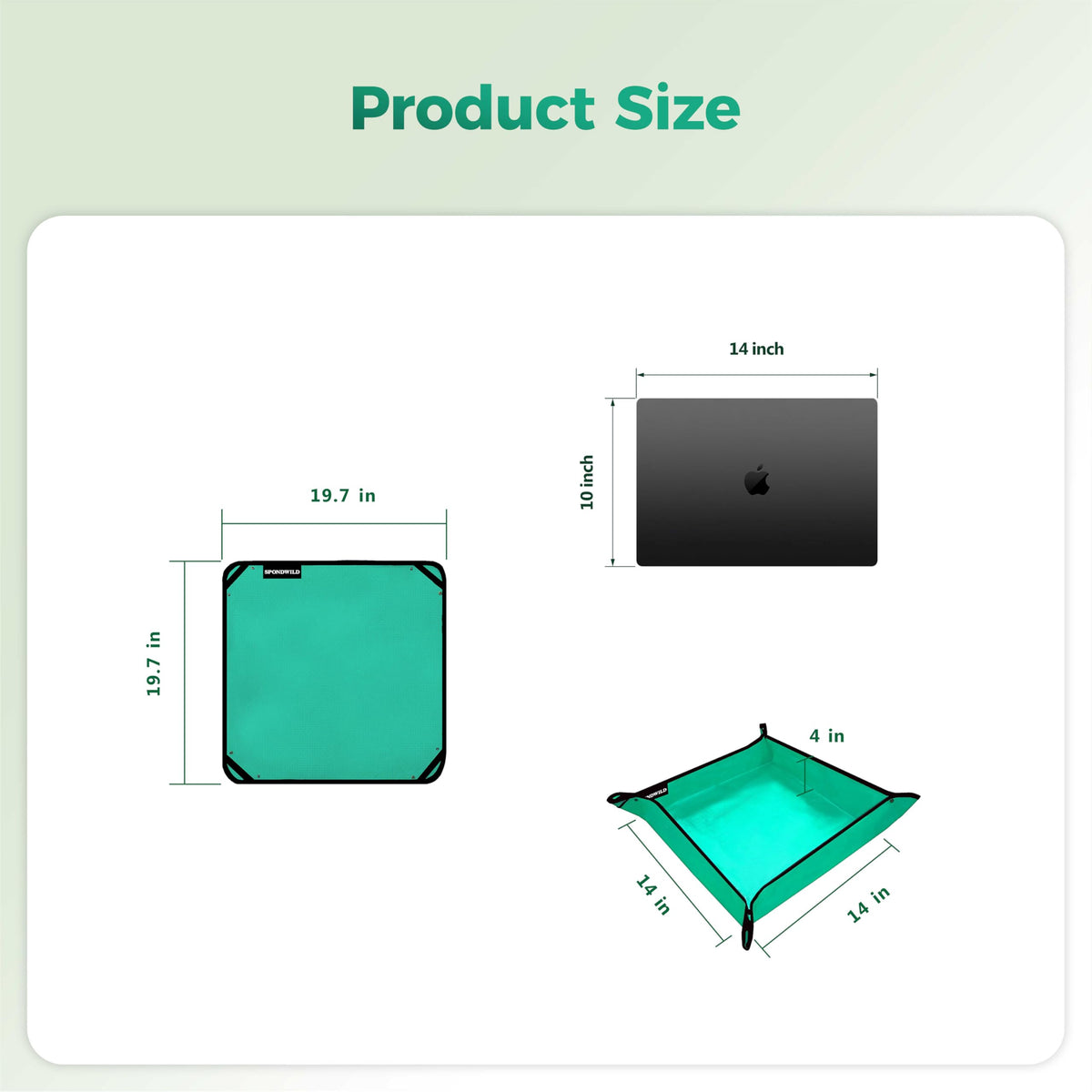 SPONDWILD potting mat leakproof detail highlights thickened PE and dual waterproofing.