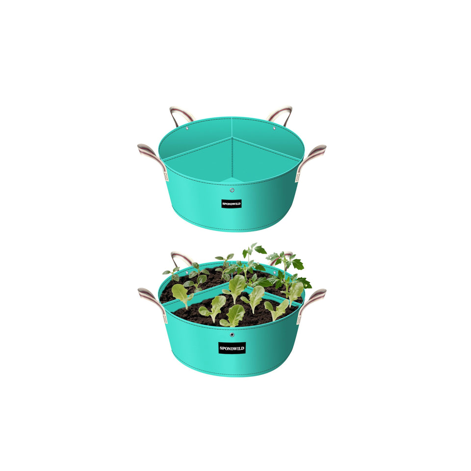 SPONDWILD Upgraded 2-pack grow bag assembly demonstrates ready-to-plant multi-zone setup