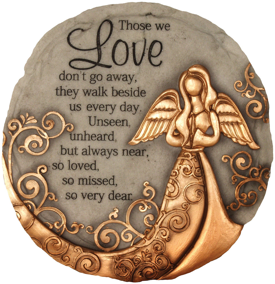 Spoontiques bronze angel stepping stone enhances garden paths with durable outdoor decor.
