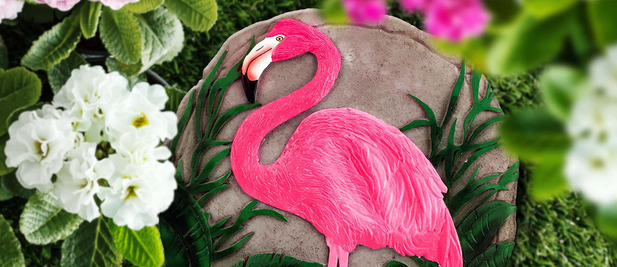Spoontiques hand-painted garden stone with vibrant colors for outdoor spaces.