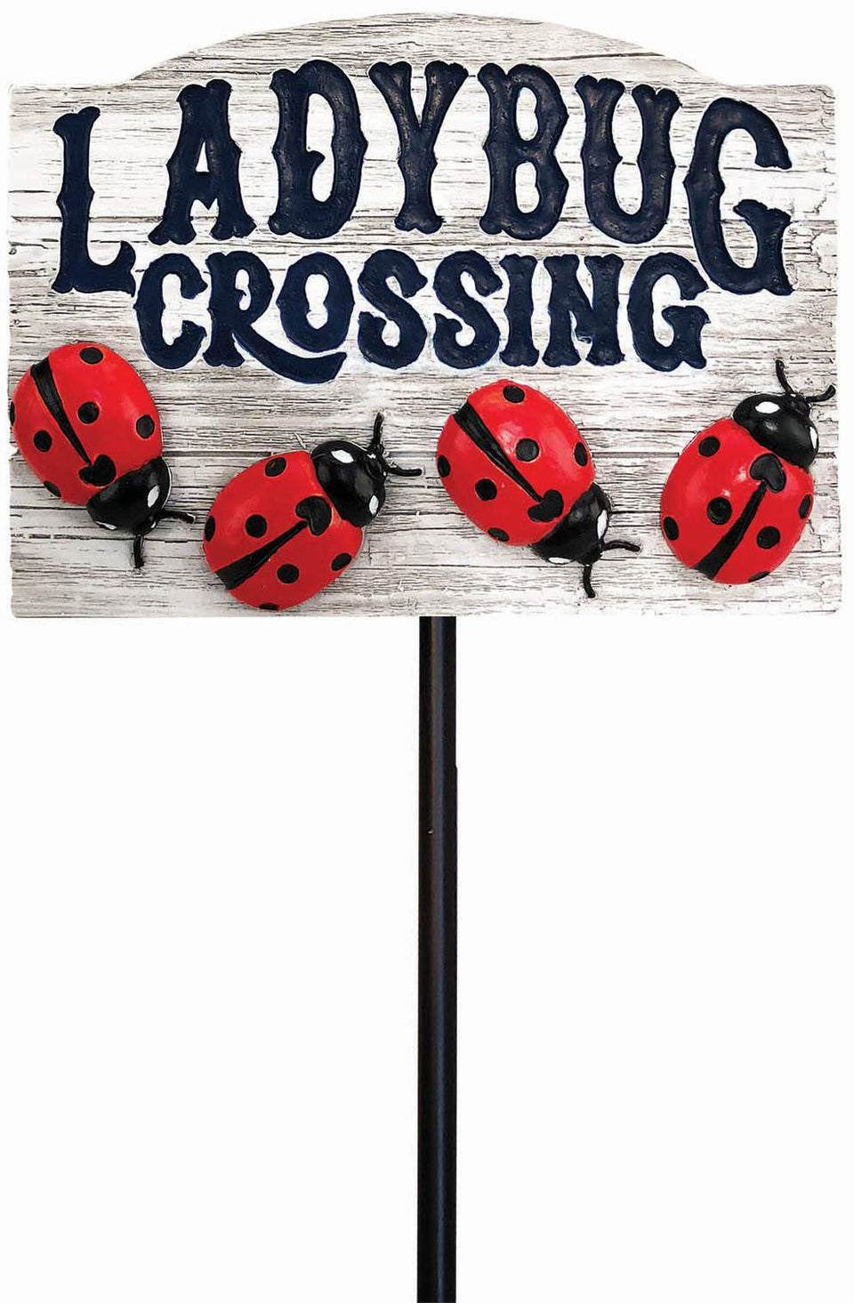 Spoontiques Ladybug Crossing Garden Stake adds whimsy to your lawn decor.
