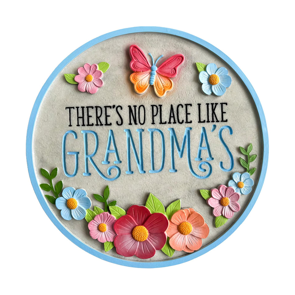 Spoontiques No Place Like Grandma's stepping stone, hand-painted garden decor for outdoor paths.
