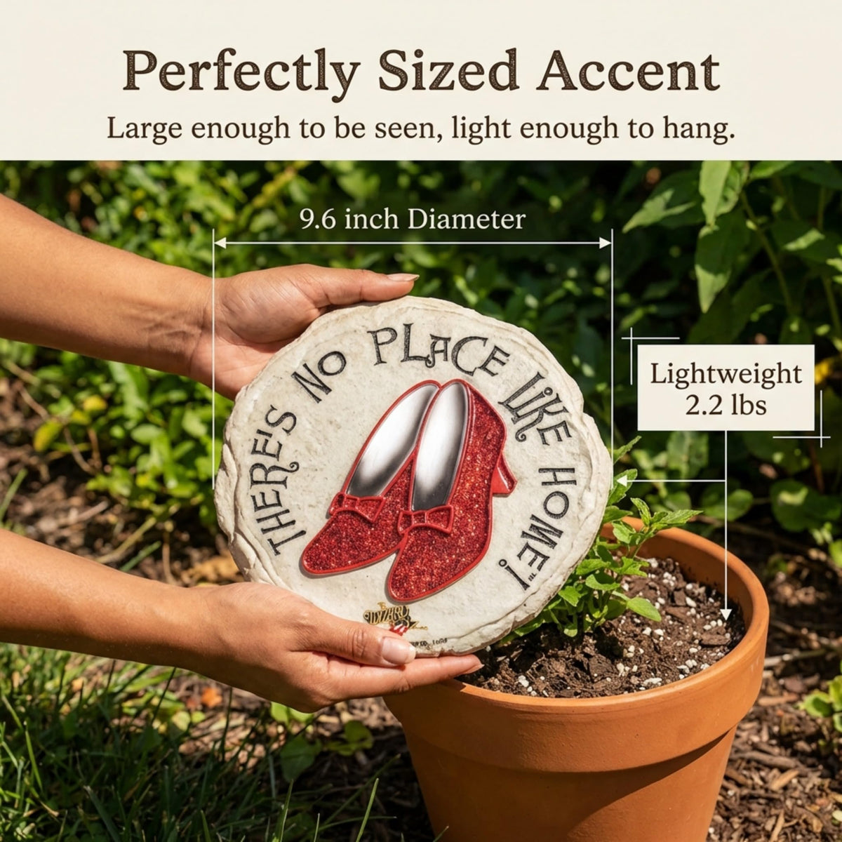 Spoontiques Ruby Slippers stepping stone showcasing outdoor durability in resin