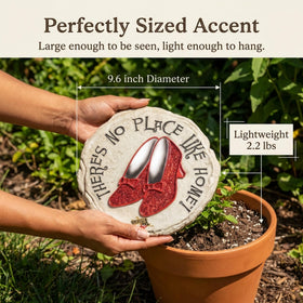 Spoontiques Ruby Slippers stepping stone showcasing outdoor durability in resin
