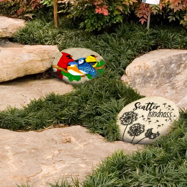 Spoontiques Scatter Kindness stepping stone 9-5/8 inch diameter detail view.