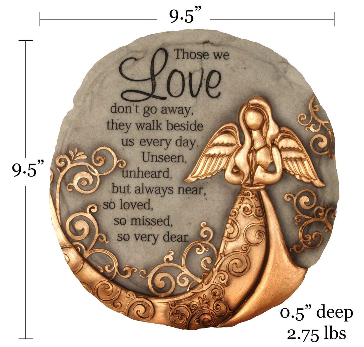 Spoontiques wall-hanging stepping stone with hardware suitable for patio decor.