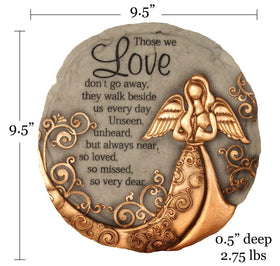 Spoontiques wall-hanging stepping stone with hardware suitable for patio decor.