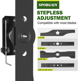 SporGain infinitely adjustable blade holder fits multiple hole sizes for quick setup.