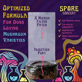 SPORE SORCERY nutrient-rich substrate supports strong mycelium growth.