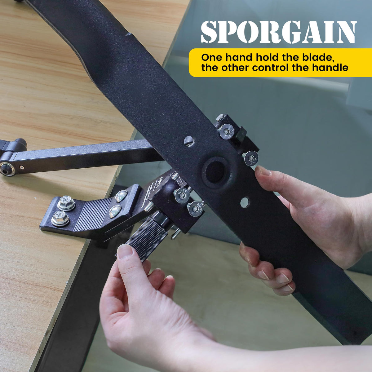 SporGain ball bearing handle close-up for smooth, controlled sharpening