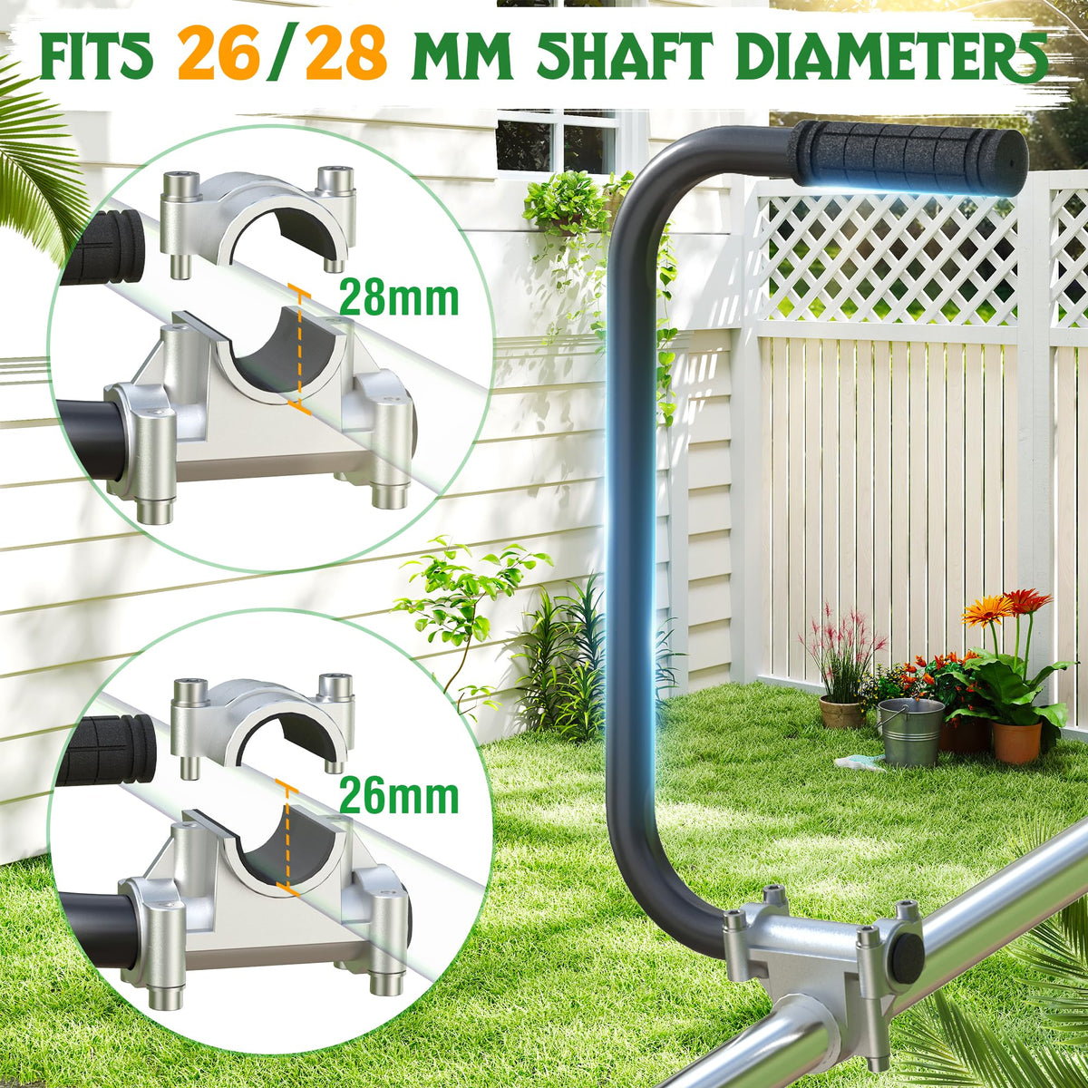 SporGain weed eater handle fits 26-28mm shafts for broad compatibility.