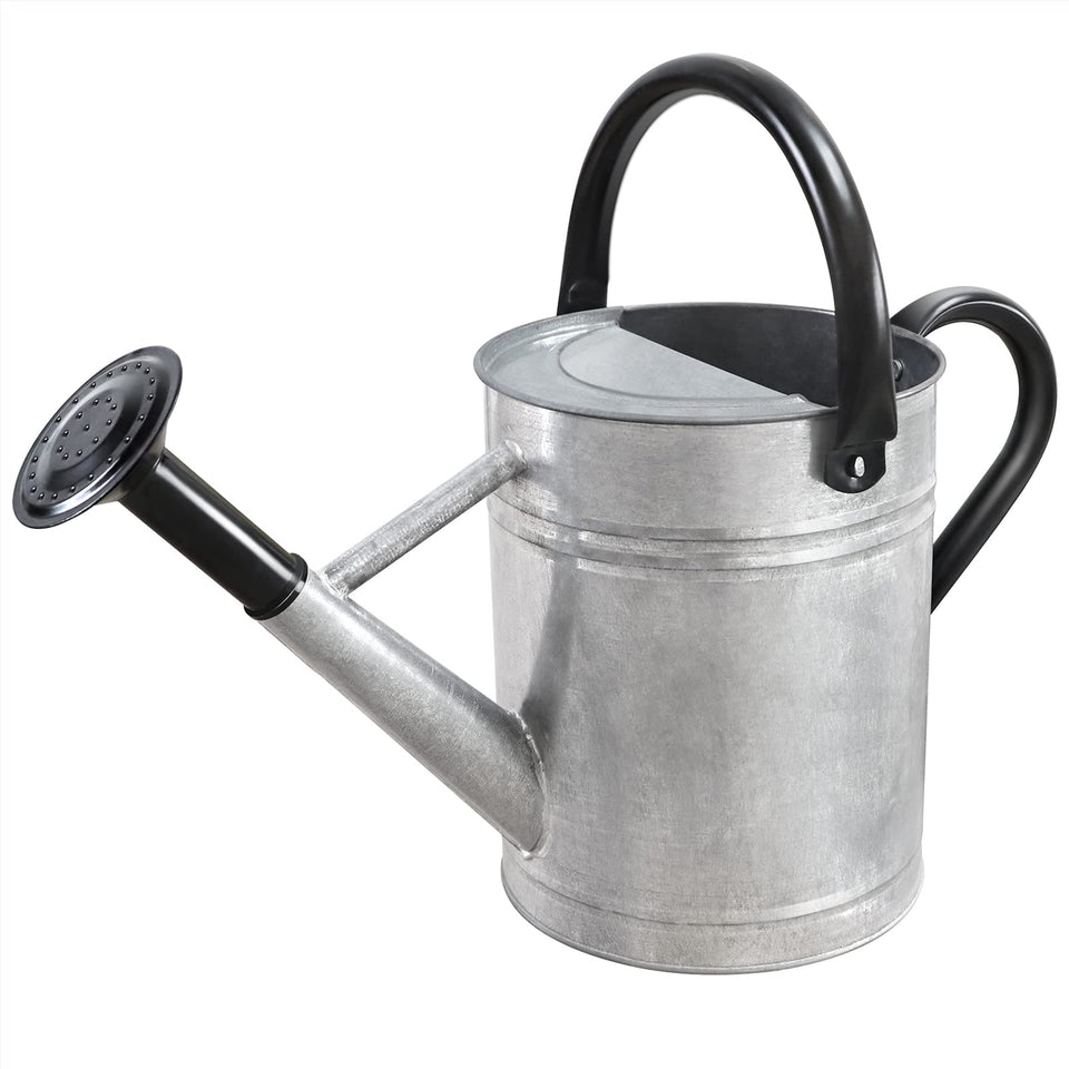Sporgard metal watering can with outdoor spout for durable garden watering.