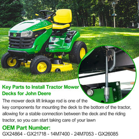 Sporthfish deck lift hanger rod right for John Deere mowers, secure attachment.