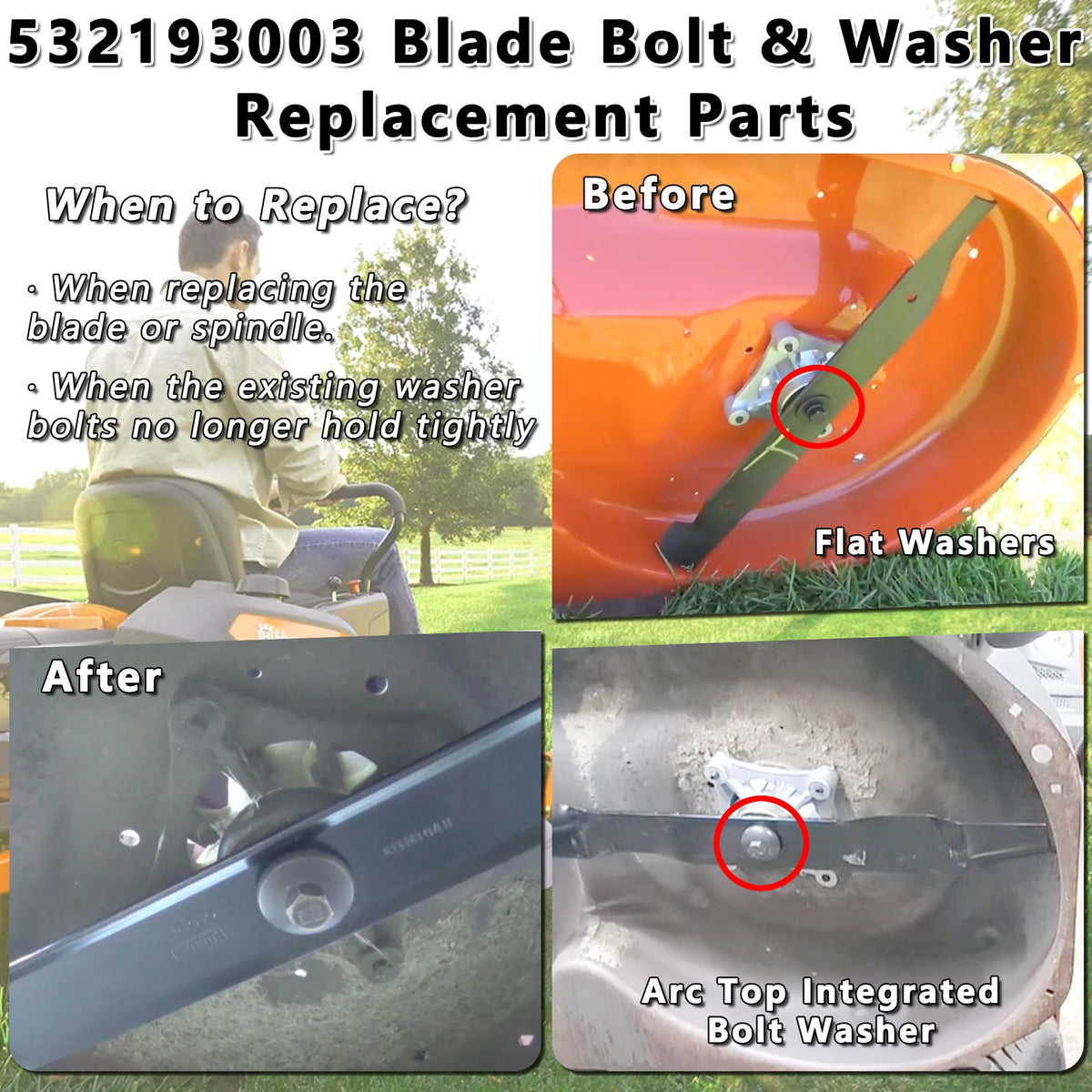 Sporthfish blade washer kit hints at broad lawnmower brand compatibility.